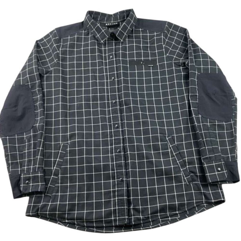 Burton Favorite Performance Long-Sleeve Flannel Small Black Plaid Elbow Patches